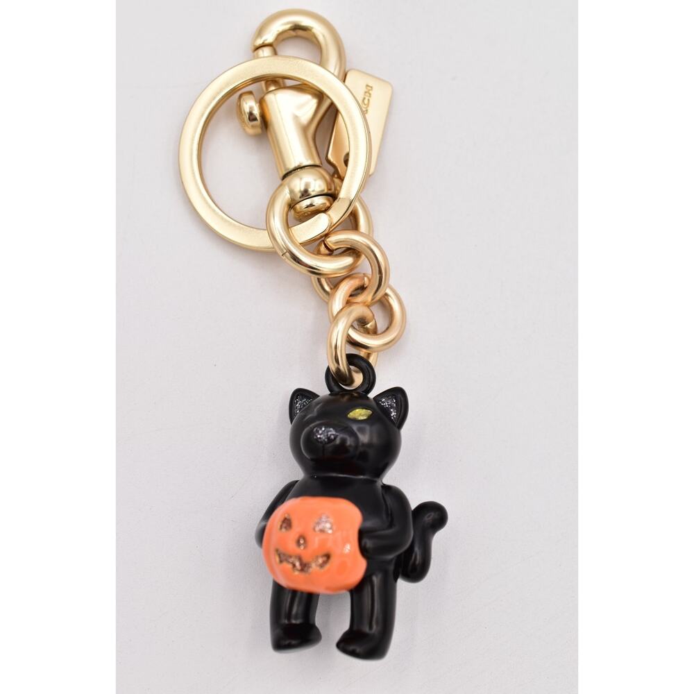 CCoach CW483 Halloween Cat Pumpkin Bag Charm Key Ring Limited Edition 2024 NWOT